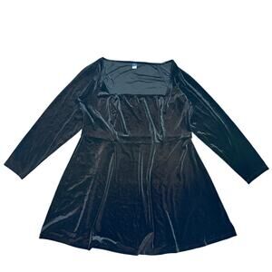 Old Navy Black Velvet Mini Dress Long Sleeve Scoop Neck Size 2X